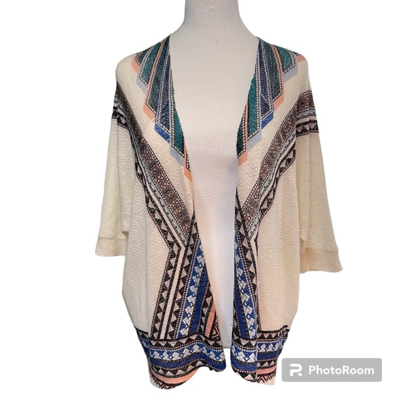Windsor Women Boho Cardigan/Sweater Cream Geometric print size Small Geometric - Picture 2 of 8